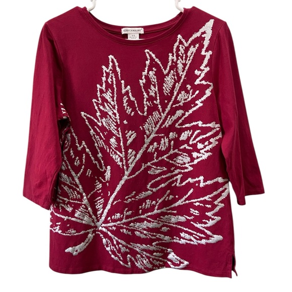 Rebecca Malone Red & Silver Shirt Size Small - Picture 1 of 6